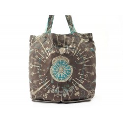 SAC A MAIN HERMES CABAS SILKY LES CLES EN CUIR & SOIE MARRON SLIK HAND BAG 850€