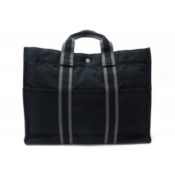 SAC A MAIN HERMES CABAS TOTO 42 CM EN TOILE NOIR CANVAS HAND TOTE BAG 1300€