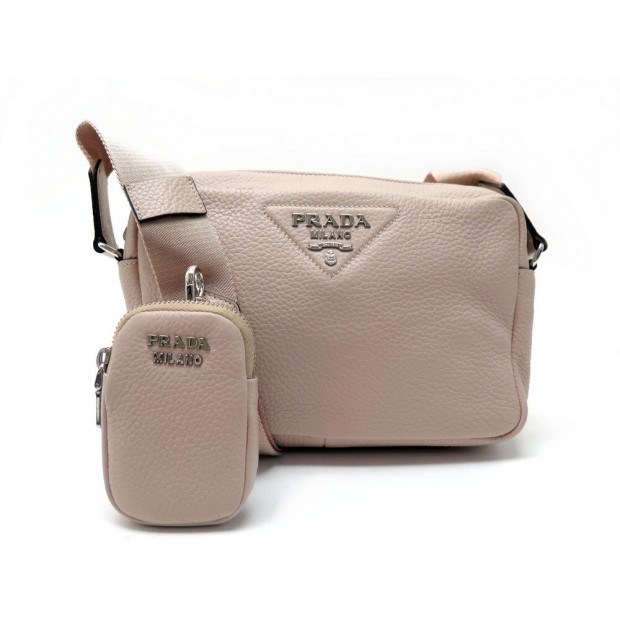 NEUF SAC A MAIN PRADA 1BH182 BANDOULIERE EN CUIR GRAINE VIEUX ROSE HANDBAG 1550€