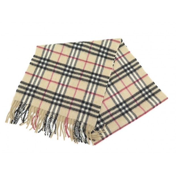 NEUF ECHARPE BURBERRY TARTAN CHECK CLASSIQUE CACHEMIRE BEIGE CASHMERE SCARF 420€