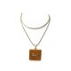 VINTAGE PENDENTIF LOGO CELINE + CHAINE SAUTOIR GROSSE 83 CM METAL DORE NECKLACE