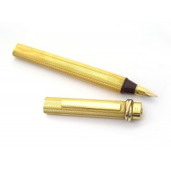 STYLO PLUME CARTIER TRINITY A CARTOUCHE PLAQUE OR GOLD PLATED FOUNTAIN PEN 700€