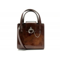 SAC A MAIN CARTIER CROCHET PANTHERE BANDOULIERE CUIR MARRON BROWN HANDBAG 1100€