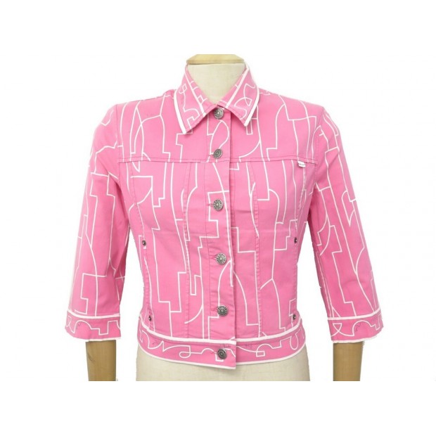 VESTE EMILIO PUCCI M 42 EN COTON ROSE IMPRIME BLOUSON PINK JACKET VEST 1730€