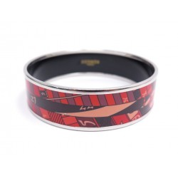 BRACELET HERMES IMPRIME DIES ET HORE LARGE 18 CM EMAIL ROUGE + BOITE ENAMEL 495€