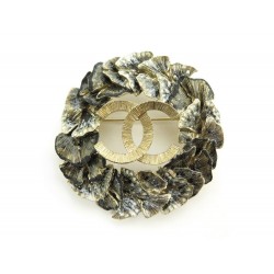 NEUF BROCHE CHANEL LOGO CC FEUILLAGES EN METAL DORE NEW GOLDEN BROOCH 790€