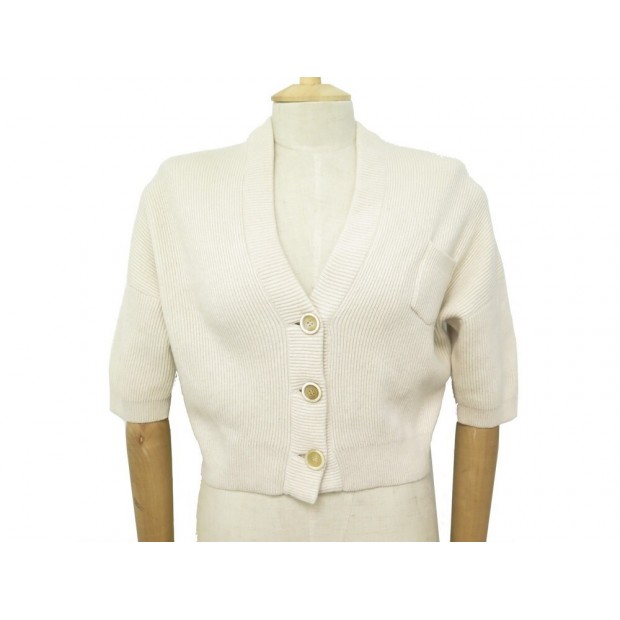 NEUF PULL BRUNELLO CUCINELLI MANCHES COURTES M 38 EN CACHEMIRE BEIGE NEW 1290€