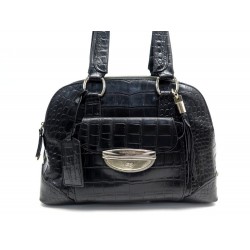 SAC A MAIN LANCEL ADJANI GM EN CUIR FACON CROCODILE NOIR LEATHER HAND BAG 1250€