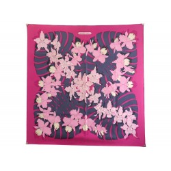 FOULARD HERMES LES ORCHIDEES RYBALTCHENKO CARRE 90 SOIE FUSHIA SILK SCARF 385€