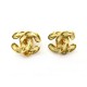 BOUCLES D'OREILLES CHANEL LOGO CC 2002 CHAINE METAL DORE & EMAIL GOLDEN EARRINGS