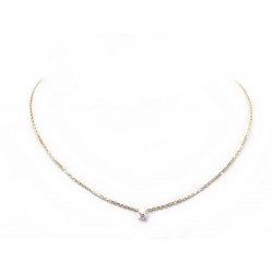 COLLIER PENDENTIF DIAMANT SOLITAIRE 0.16CT CHAINE EN OR JAUNE 18K 42 CM NECKLACE