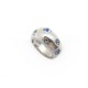 BAGUE YVES SAINT LAURENT 48 EN ARGENT MASSIF 925 & STRASS BLEUS SILVER RING