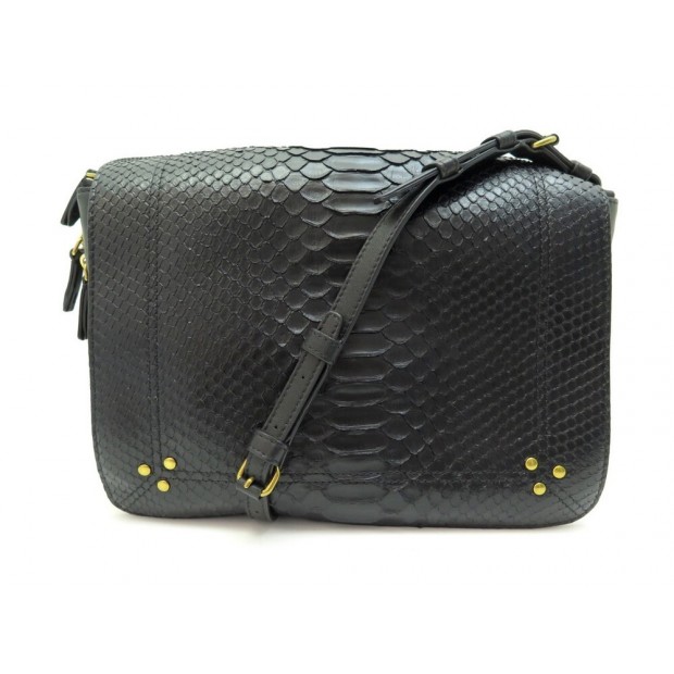 NEUF SAC A MAIN JEROME DREYFUSS IGOR BANDOULIERE CUIR PYTHON NOIR HAND BAG 1260€