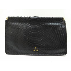 NEUF SAC A MAIN JEROME DREYFUSS POCHETTE CLIC CLAC L CUIR PYTHON NOIR POUCH 540€