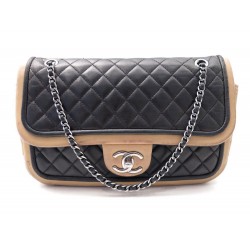 SAC A MAIN CHANEL A67892 TIMELESS CUIR MATELASSE NOIR & BEIGE HAND BAG 2850€