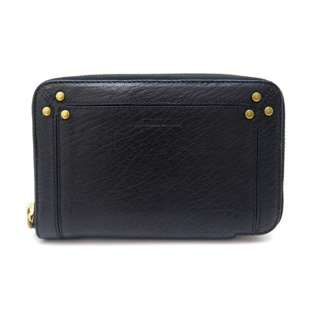 NEUF PORTEFEUILLE JEROME DREYFUSS JULIEN EN CUIR NOIR PORTE MONNAIE WALLET 290€