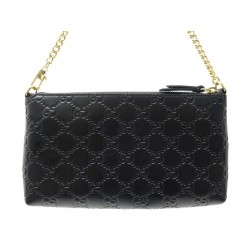 NEUF SAC PORTEFEUILLE GUCCI 428449 POCHETTE EN CUIR NOIR NEW WALLET ON CHAIN