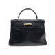 VINTAGE SAC A MAIN HERMES KELLY 32 RETOURNE EN CUIR BOX NOIR HAND BAG 7500€