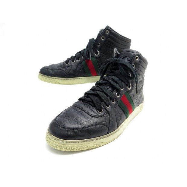 CHAUSSURES GUCCI BASKETS GG SIGNATURE HIGHTOP 221825 6 IT 41 CUIR SNEAKERS 650€