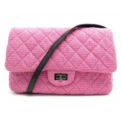 NEUF SAC A MAIN CHANEL BESACE CLASSIQUE 2.55 GM EN TWEED ROSE A47692 HAND BAG