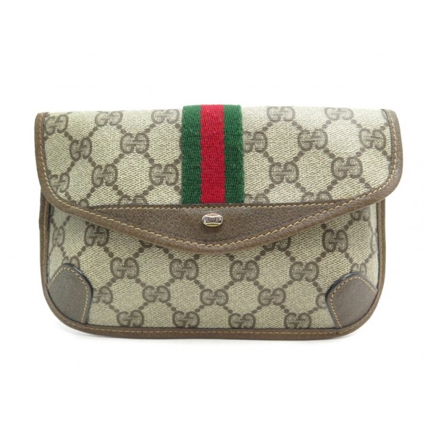 NEUF VINTAGE POCHETTE GUCCI SHELLY POUCH EN TOILE GG MONOGRAM NEW CANVAS CLUTCH