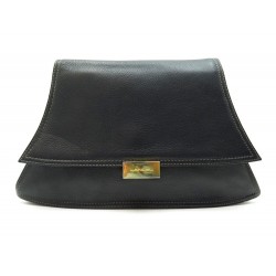 VINTAGE SAC A MAIN LANCEL POCHETTE EN CUIR GRAINE NOIR LEATHER POUCH HAND BAG