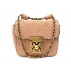 SAC A MAIN CHLOE MINI ELSIE BANDOULIERE EN CUIR BEIGE ROSE LEATHER HAND BAG 850€