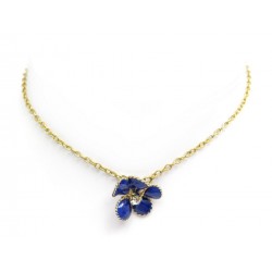 VINTAGE COLLIER FLEUR BLEUE DANS LE GOUT GRIPOIX PATE DE VERRE CHAINE NECKLACE