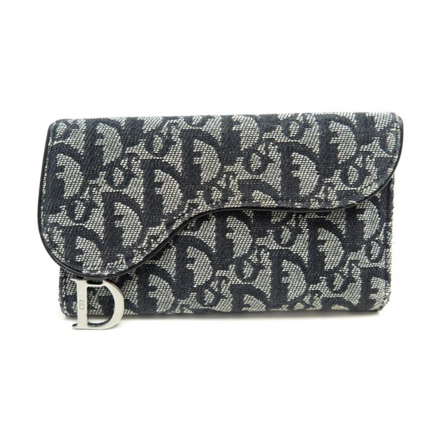 PORTEFEUILLE CHRISTIAN DIOR SADDLE EN TOILE MONOGRAM OBLIQUE BLEU WALLET 550€