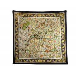 NEUF FOULARD HERMES PAVEMENT MAURICE TRANCHANT CARRE 90 SOIE NOIR NEW SILK SCARF