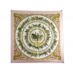 NEUF FOULARD HERMES LA PROMENADE DE LONGCHAMPS LEDOUX CARRE 90 SOIE SCARF 385€