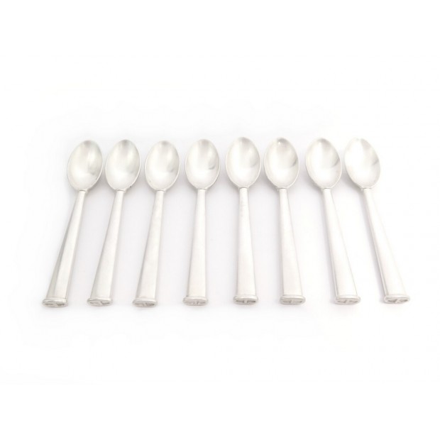 LOT DE 8 PETITES CUILLERES HERMES LOGO CHAINE D'ANCRE EN METAL ARGENTE SPOON