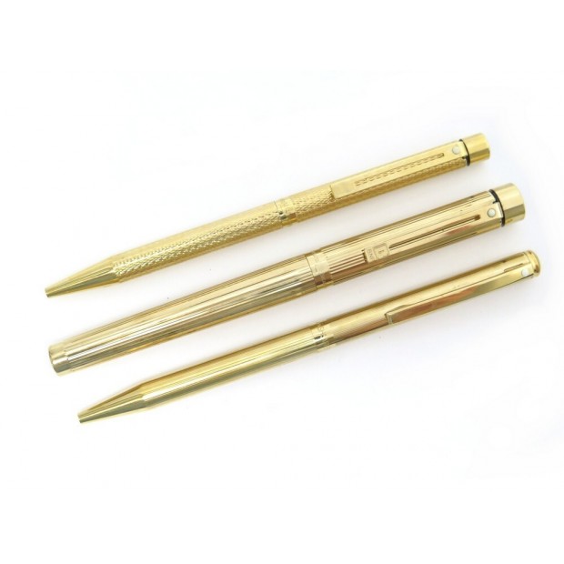 LOT 3 STYLOS SHEAFFER BILLE ET PLUME EN PLAQUE OR FOUnTAIN & BALLPOINT PEN SET