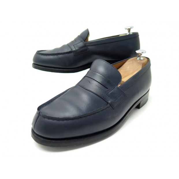 CHAUSSURES JM WESTON MOCASSINS 180 7D 41 EN CUIR BLEU MARINE LOAFERS SHOES 670€