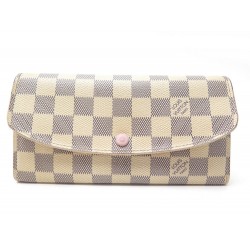 PORTEFEUILLE LOUIS VUITTON EMILIE TOILE DAMIER AZUR + BOITE MONNAIE WALLET 470€