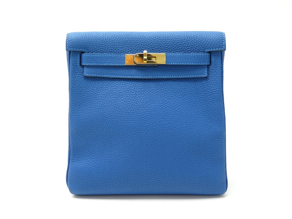 sac a dos hermes kelly ado ii en cuir togo bleu 2019