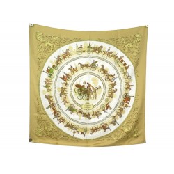 FOULARD HERMES LA PROMENADE DE LONGCHAMPS LEDOUX CARRE 90 SOIE SILK SCARF 385€