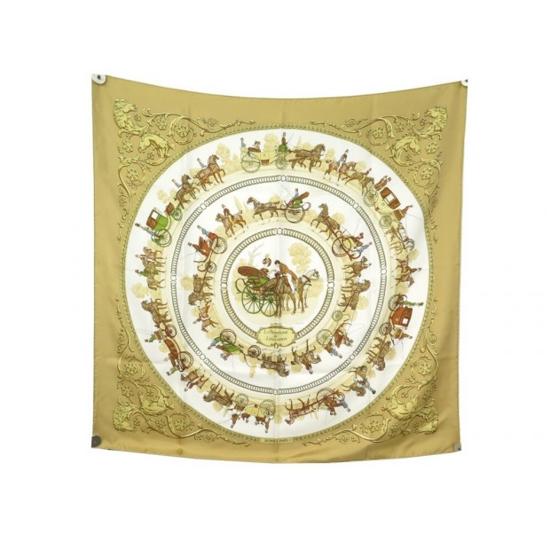 FOULARD HERMES LA PROMENADE DE LONGCHAMPS LEDOUX CARRE 90 SOIE SILK SCARF 385€