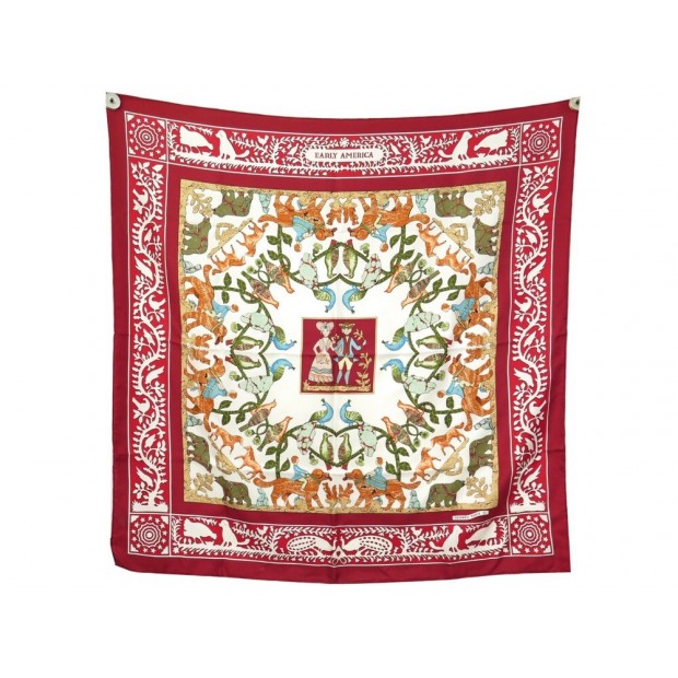 FOULARD HERMES EARLY AMERICA DE LA PERRIERE CARRE 90 EN SOIE SILK SCARF 385€