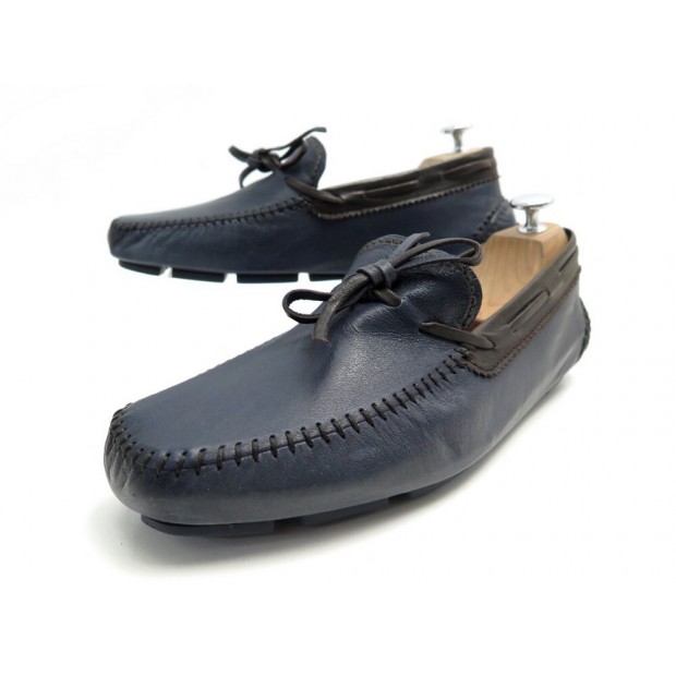 NEUF CHAUSSURES BERLUTI MOCASSINS 6.5 40.5 CUIR BLEU MARINE LEATHER SHOES 990€