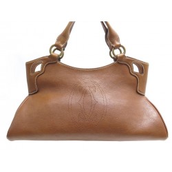 SAC A MAIN CARTIER MARCELLO PM CUIR GRAINE MARRON CAMEL LEATHER HAND BAG 1705€