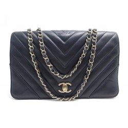 SAC A MAIN CHANEL TIMELESS CUIR CHEVRONS BLEU MARINE BANDOULIERE HAND BAG 4200€