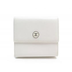 PORTEFEUILLE CHANEL PORTE MONNAIE EN CUIR CAVIAR BLANC LEATHER WALLET 770€