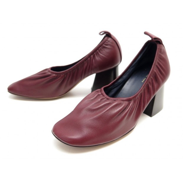 CHAUSSURES CELINE 37 ESCARPINS EN CUIR SOFT BORDEAUX LEATHER PUMP SHOES 650€