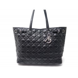 NEUF SAC A MAIN CHRISTIAN DIOR PANAREA GM CABAS TOILE CANNAGE NOIR HAND BAG 870€