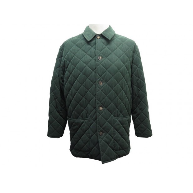 MANTEAU HERMES MATELASSE M AMPLE 46 EN POLYESTER VERT DOUDOUNE COAT JACKET 2900€