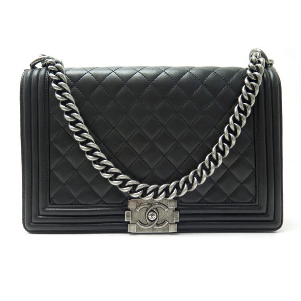 SAC A MAIN CHANEL BOY JUMBO A01112 CUIR MATELASSE NOIR BANDOULIERE HANDBAG 5400€