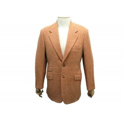 NEUF VESTE HERMES M 50 G9125 EN TWEED DE CACHEMIRE ORANGE CASHMERE JACKET 2500€