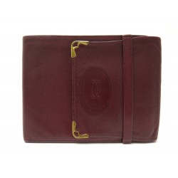 PORTE CHEQUIER MUST DE CARTIER EN CUIR BORDEAUX CHECK RACK BURGUNDY WALLET 450€