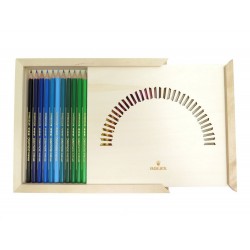 NEUF BOITE 24 CRAYONS DE COULEURS CARAN D'ACHE MONTRE ROLEX BOIS NEW PENCILS BOX